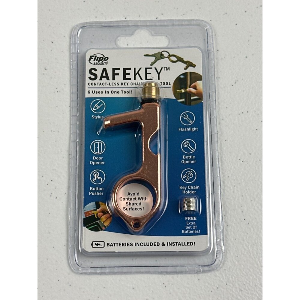 Flippo Safekey Contact-Less Key Chain Tool - Stylus Flashlight Door Opener Bottl